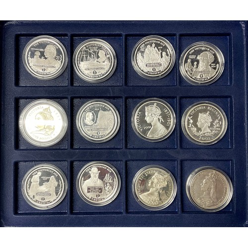 575 - A set of twenty four silver proof coins, Queen Victoria Commemorative Coin Collection, including one... 