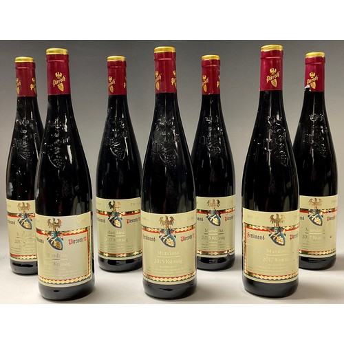 586 - Wine - a bottle of Ferdinand Pieroth Mundana 2015 Kunsag, Blaufrankisch, 10% vol, 750ml; two others ... 