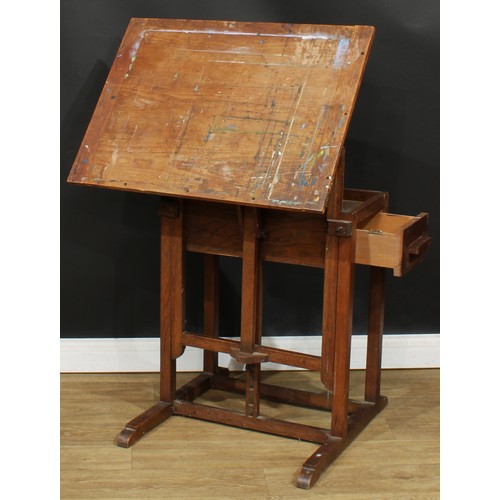 113 - An oak and pine artist’s easel or drawing table, retailed by L. Cornelissen & Son, Artist’s Colourme... 