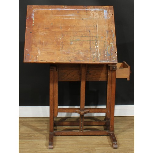 113 - An oak and pine artist’s easel or drawing table, retailed by L. Cornelissen & Son, Artist’s Colourme... 