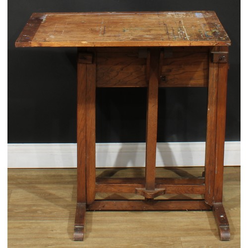 113 - An oak and pine artist’s easel or drawing table, retailed by L. Cornelissen & Son, Artist’s Colourme... 