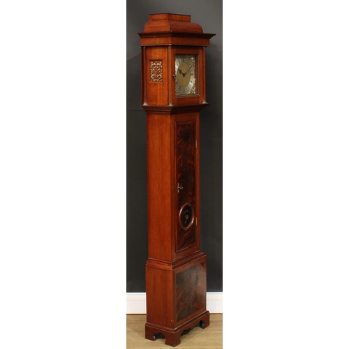 211 - A George III style mahogany caddy top shortcase hall clock or dwarf longcase clock, 163cm high, 38.5... 