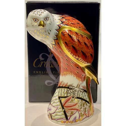 19 - A Royal Crown Derby paperweight, Red Kite, gold stopper, 17.5cm, printed mark, boxed