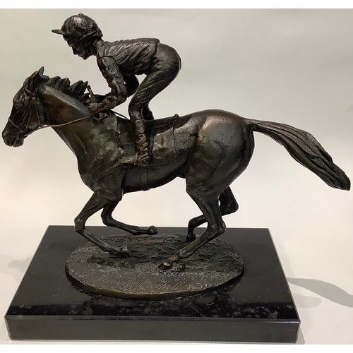 28 - David Cornell, a dark patinated bronze, Champion Finish, signed in the Marquette, dated 1985, canted... 