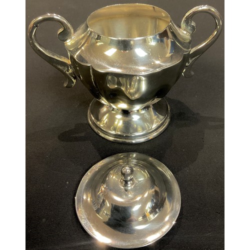 32 - A continental silver two handled sucrier and cover, 10cm, marked Sterling 925, 4.5oz