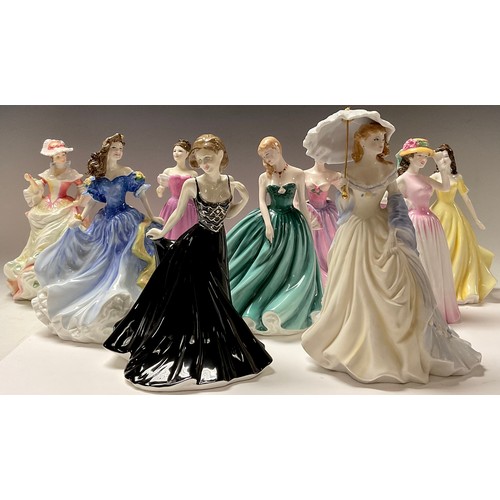 38 - A Royal Doulton figure, Rose HN3709; others, Sarah HN3978, Rebecca HN4041, Georgia HN4457; Happy Bir... 