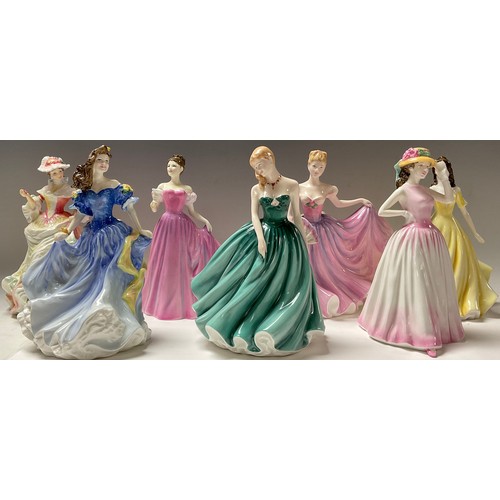 38 - A Royal Doulton figure, Rose HN3709; others, Sarah HN3978, Rebecca HN4041, Georgia HN4457; Happy Bir... 