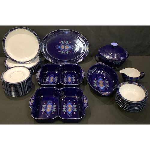 55 - A Denby Baroque dinner service, comprising six dinner plates and  soup bowls, twelve side plates, gr... 