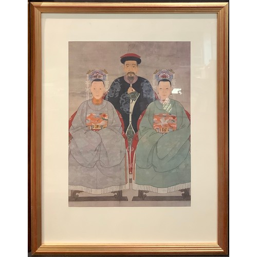 66 - Asian Art - Japanese warrior, Victorian frame; three rice paper pictures, framed as one; others (5)