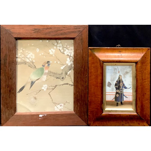 66 - Asian Art - Japanese warrior, Victorian frame; three rice paper pictures, framed as one; others (5)