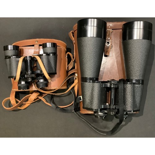 73 - A pair of Beck Kassel CBS 22 X 80 binoculars, cased;  Leichmetall Porlerm 9 x 40 binoculars (2)