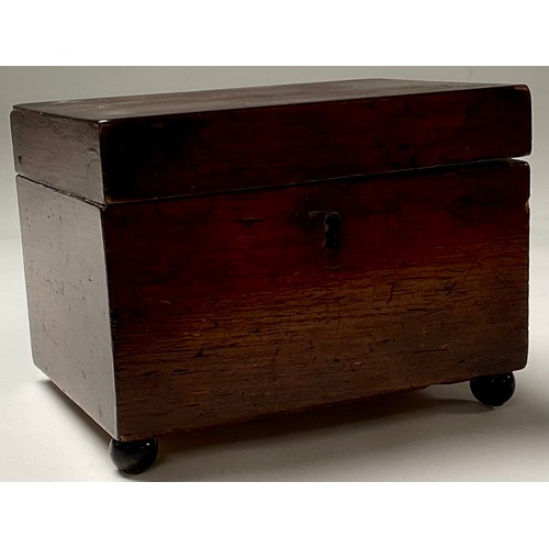 81 - A Georgian mahogany rectangular tea caddy; a mahogany elongated serving tray, inlaid with shell pate... 