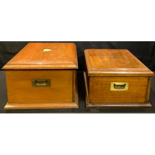 83 - A Walker and Hall oak canteen box, fitted with two drawers, 25 cm high, 45cm wide; another, smaller ... 