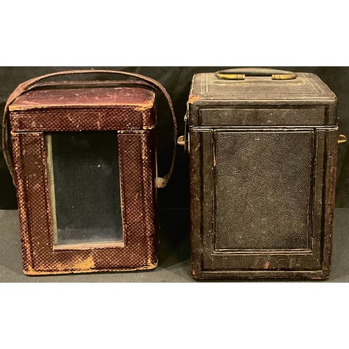 198 - A 19th century carriage clock carry case; another (2)