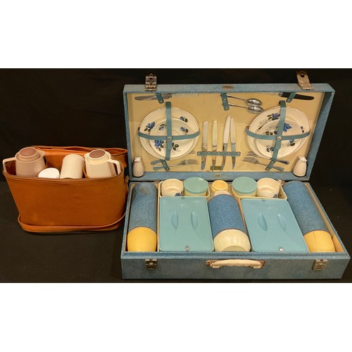 199 - A Brexton fitted picnic hamper, c.1950; an Isovac picnic set carry case (2)