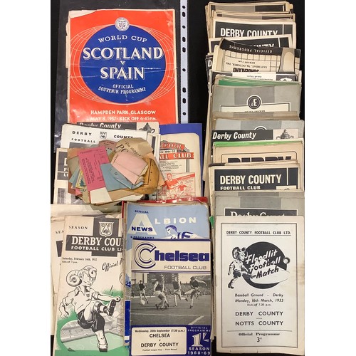 457 - A quantity of 1960's Derby County Football programmes; a quantity of mid-century ticket stubs; Scotl... 