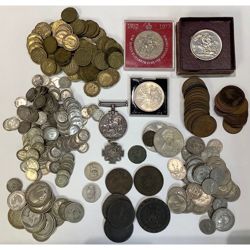 Coins - silver pre-decimal UK thre'penny bits, sixpences, some half ...
