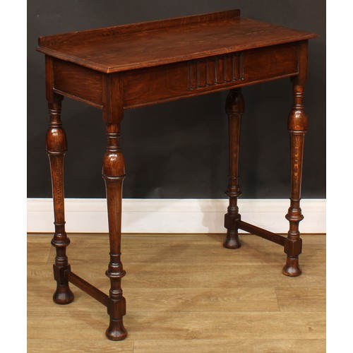 105 - A William & Mary style oak side table, 79cm high, 77cm wide, 34.5cm deep