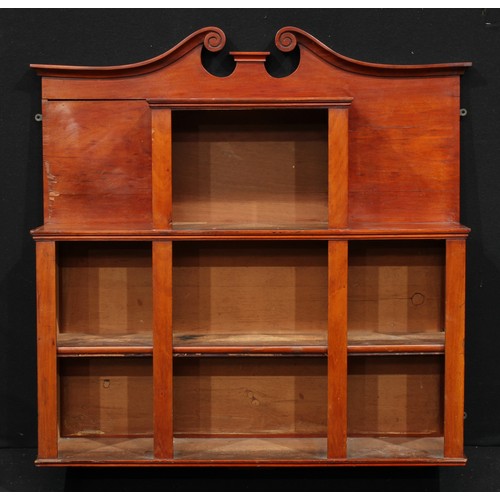 107 - An Edwardian mahogany open wall vitrine or display shelf, 107cm high, 105cm wide, 25.5cm deep