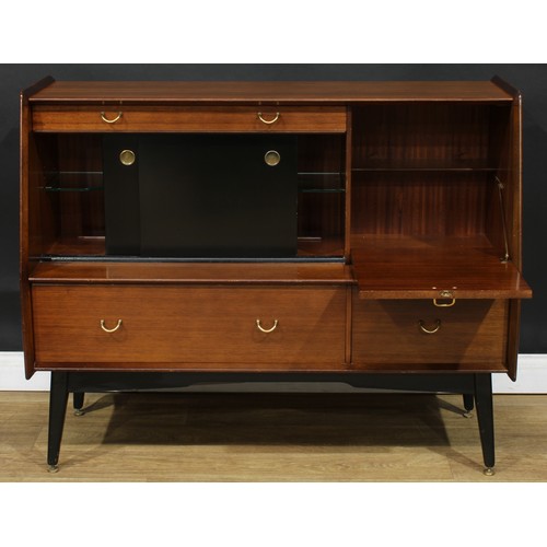 117 - A retro mid-20th century tola and ebonised sideboard, by G Plan, Librenza, 97cm high, 121.5cm wide, ... 