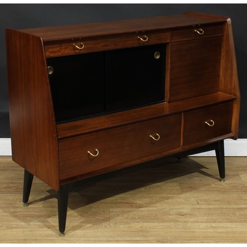 117 - A retro mid-20th century tola and ebonised sideboard, by G Plan, Librenza, 97cm high, 121.5cm wide, ... 