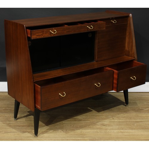 117 - A retro mid-20th century tola and ebonised sideboard, by G Plan, Librenza, 97cm high, 121.5cm wide, ... 