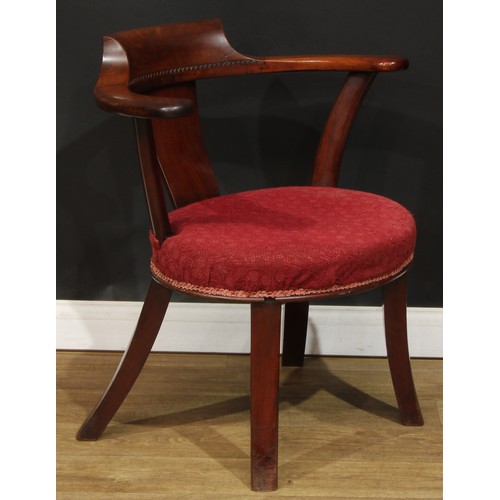 206 - A 19th century mahogany club elbow chair, possibly Biedermeier, 79.5cm high, 71cm wide, the seat 42c... 