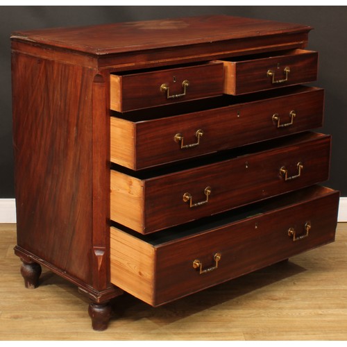 585 - A 19th century mahogany chest, rectangular top above two short and three long graduated drawers, 100... 