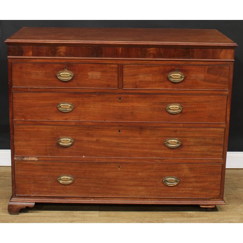 588 - A George III mahogany chest, of two short and three long drawers, 101cm high, 123.5cm wide, 57cm dee... 