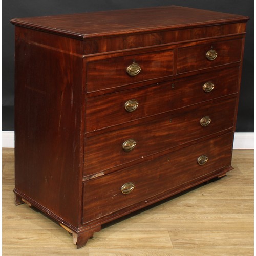 588 - A George III mahogany chest, of two short and three long drawers, 101cm high, 123.5cm wide, 57cm dee... 