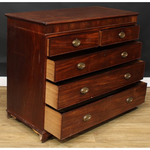 588 - A George III mahogany chest, of two short and three long drawers, 101cm high, 123.5cm wide, 57cm dee... 