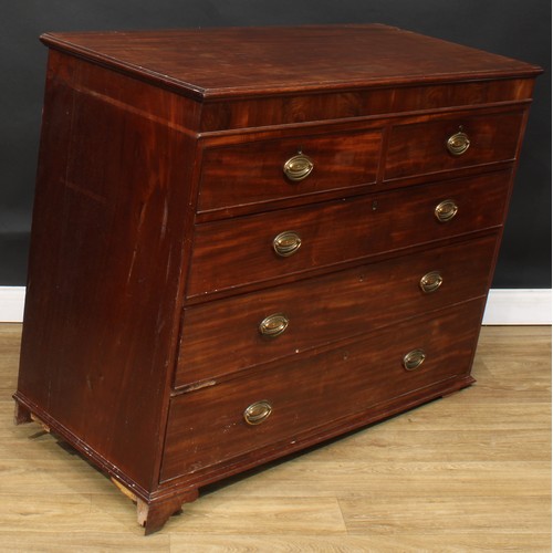 588 - A George III mahogany chest, of two short and three long drawers, 101cm high, 123.5cm wide, 57cm dee... 