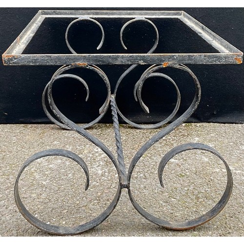 3052 - A 20th century rectangular garden table, scroll base, 61cm wide, 40cm high

**Please note that some ... 