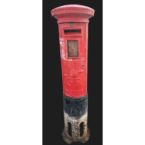 3167 - A cast iron George VI pillar post box, the post box 120cm high, 210cm high overall

**Please note th... 