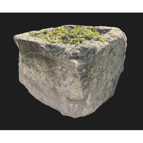 3169 - A large square gritstone trough, 70cm wide, 70cm deep, 53cm high, 47cm wide x 47cm deep internally

... 