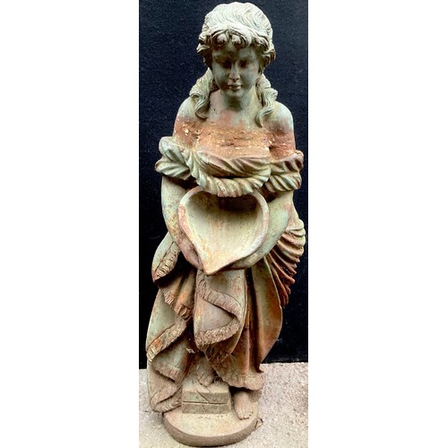 3070 - A 19th century cast iron garden statue, of a lady holding a shell, circular base, 105cm high


**Ple... 