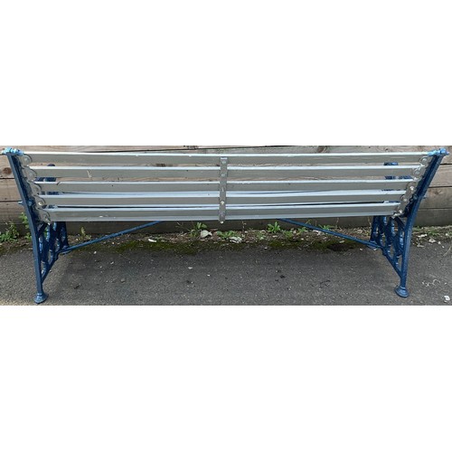 3091 - A late Victorian cast iron garden bench, scroll hand rests, 82.5cm high, 193cm wide



**Please note... 