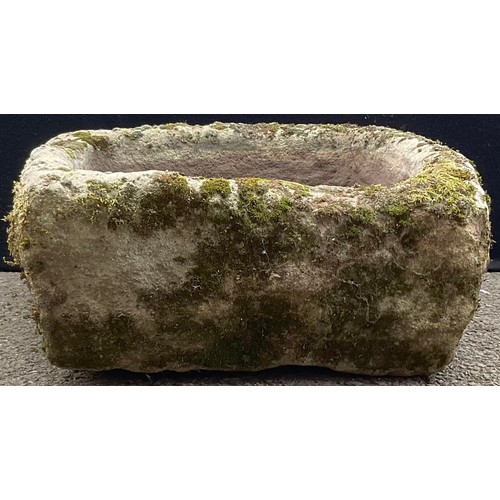 3085 - A 19th century  Derbyshire sandstone rectangular trough, 29cm high 61cm long, 47cm deep


**Please n... 