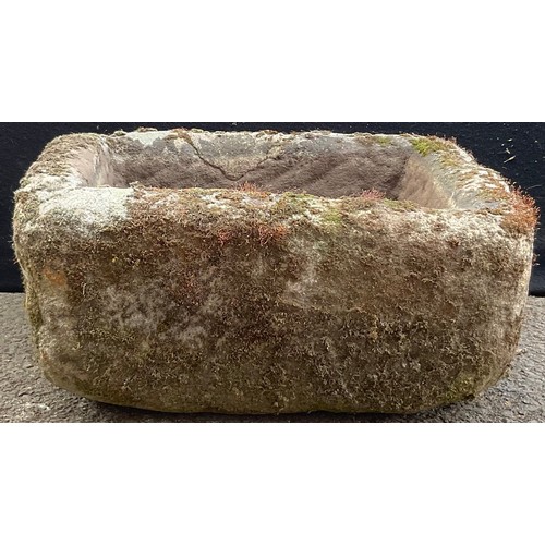 3087 - A 19th century  Derbyshire gritstone rectangular trough, 21cm high,  49cm long, 35cm deep


**Please... 