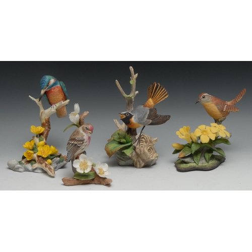 472 - A Boehm Porcelain ornithological model, Kingfisher, 20cm high;  others, Redstart with Hazel;  Caroli... 