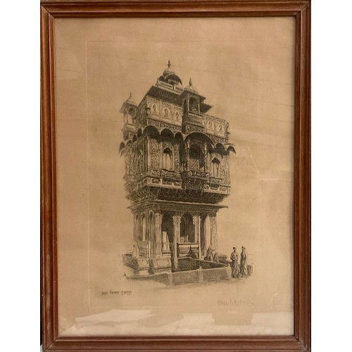 1177 - Joseph V H**l (Danish 20th century)
Chittorgarh Fort, Rajasthan, India
signed, dated 1936, pen and i... 