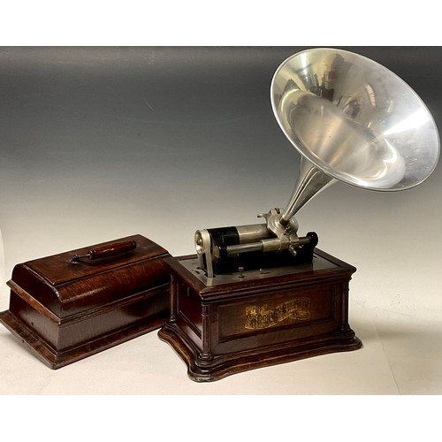 1332 - An early 20th century The Graphophone, oak case, stamped The Graphophone and Columbia Records were a... 