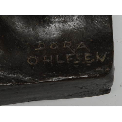 1671 - Dora Ohlfsen [Ohlfsen-Bagge] (Australian 1869 - 1948), a brown patinated bronze, of an Art Nouveau d... 