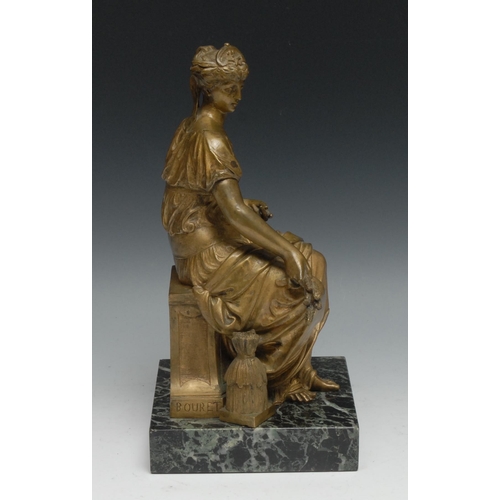 1673 - Eutrope Bouret (1833-1906), a gilt bronze, Allegory of Harvest, signed in the maquette, verde antico... 