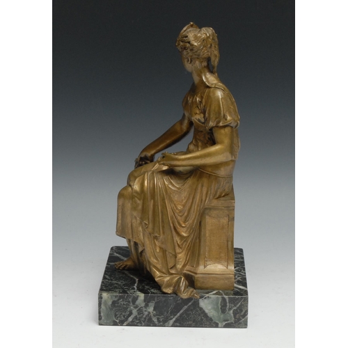 1673 - Eutrope Bouret (1833-1906), a gilt bronze, Allegory of Harvest, signed in the maquette, verde antico... 