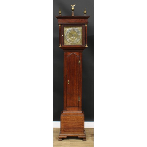 2119 - A George III Derbyshire oak longcase clock, 29cm square brass dial inscribed Thos Mawkes, Chesterfie... 