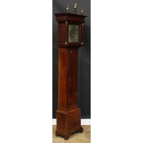 2119 - A George III Derbyshire oak longcase clock, 29cm square brass dial inscribed Thos Mawkes, Chesterfie... 