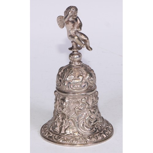 21 - A Victorian electro-type table bell, in the Renaissance taste, the handle as a putto, 14cm high, des... 