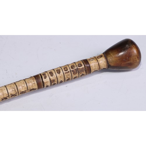 1335 - A 19th century vertebrae walking stick, domed horn pommel, 85cm long