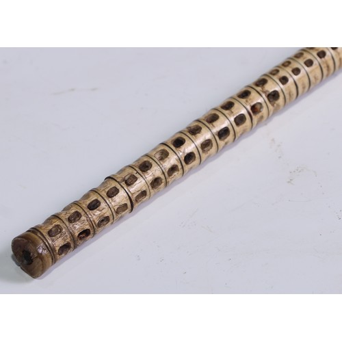 1335 - A 19th century vertebrae walking stick, domed horn pommel, 85cm long